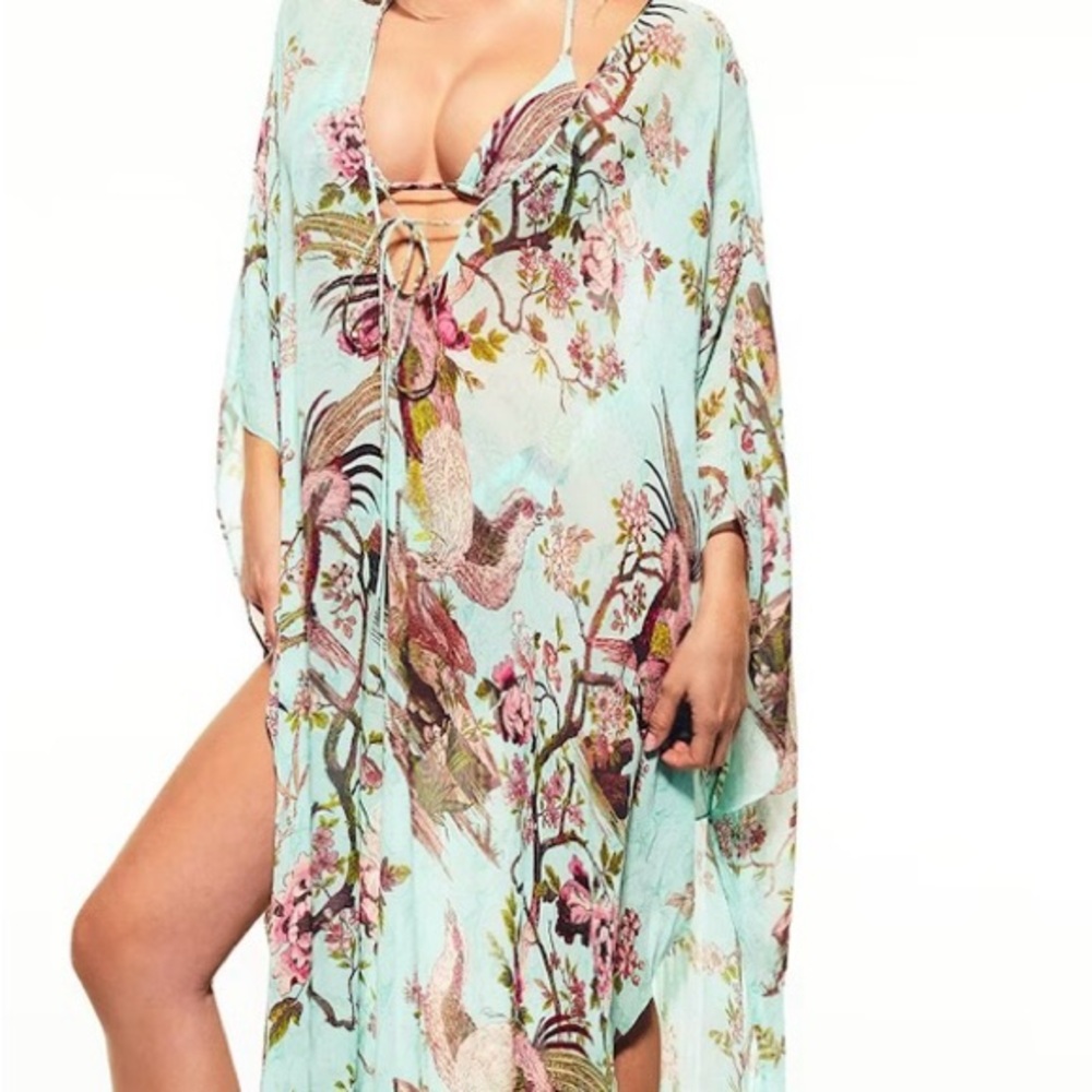Skims x Roberto Cavalli limited edition Floral Print Swim Cover-Up- caftan